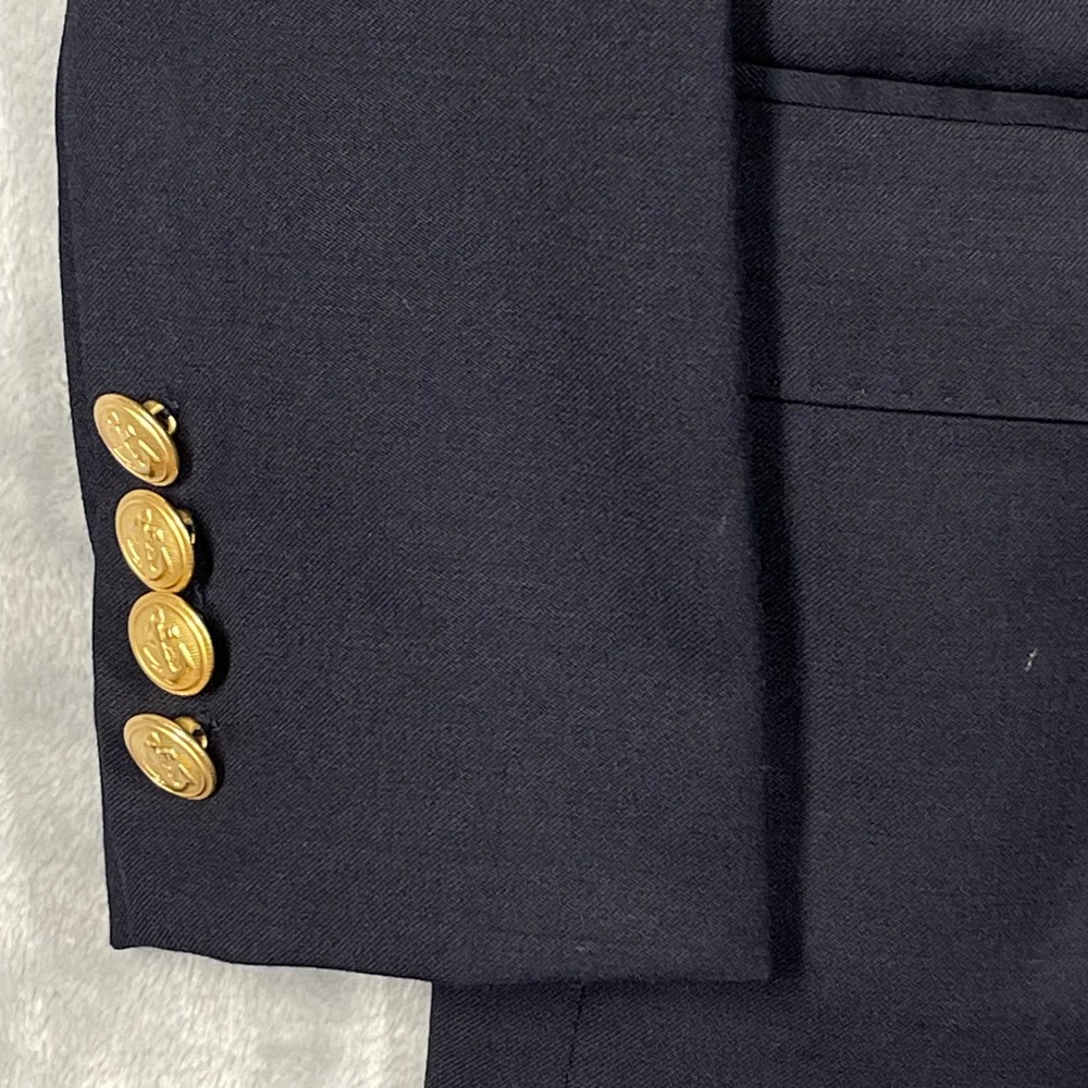 Crewcuts J.Crew Boys Navy Ludlow Wool Blend Blazer Gold Crest Buttons Size 7